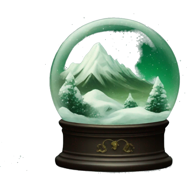vintage dark green rococo night sky mountains snow globe emoji