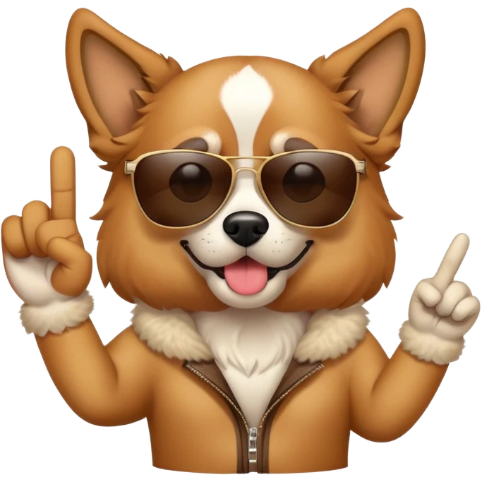 Dog shows middle finger and wearing sunglasses  emoji