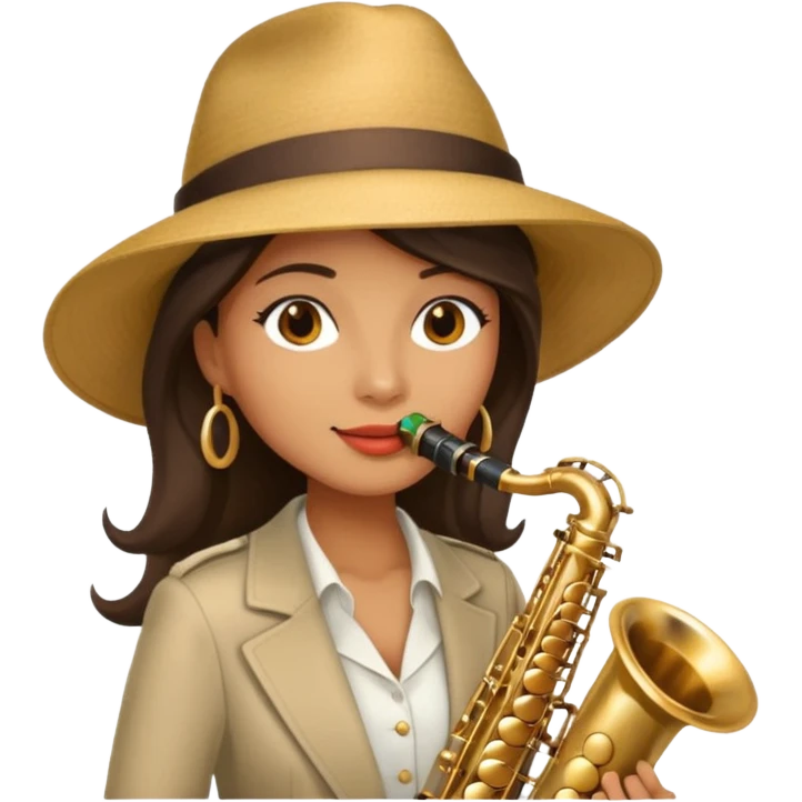 The woman in the hat playing the saxophone emoji