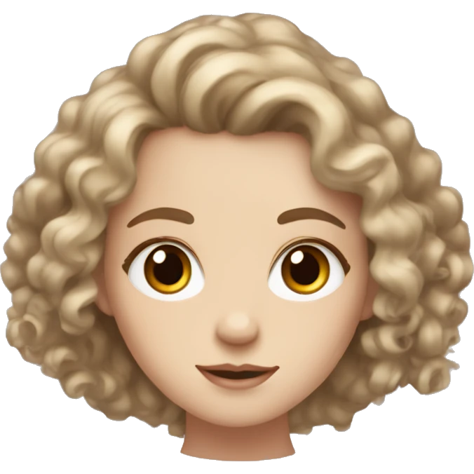 Pale girl with brown curled lashes and brown curly hair  emoji