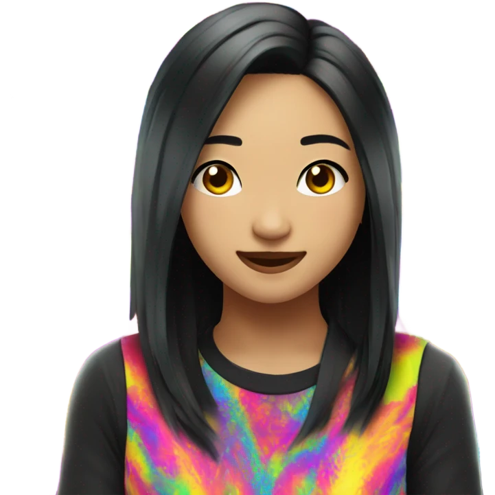 Rave leader Asian girl black hair emoji