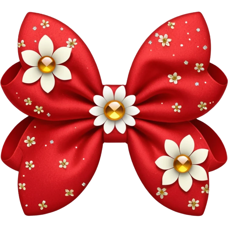 red flower bow with glitter emoji