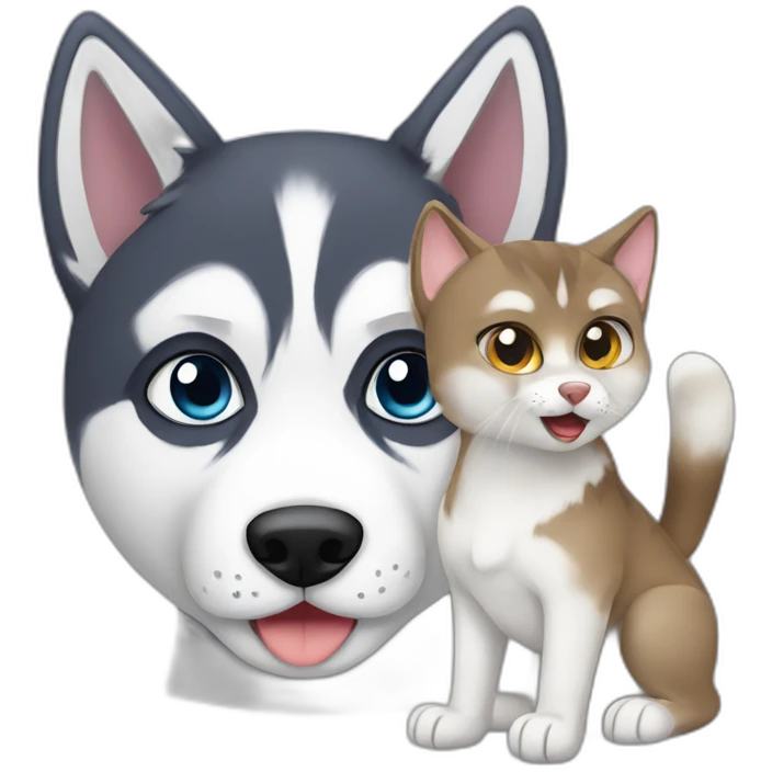 Husky with cat emoji