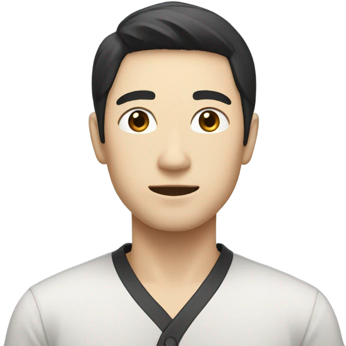 man from japan with white skin and black hair, wear casual shirt  emoji