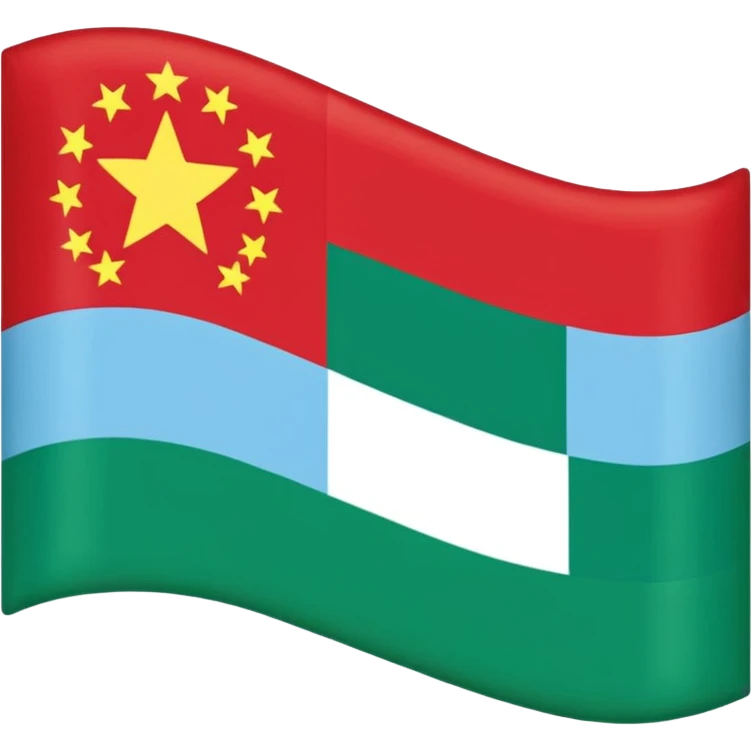 Dagistan flag red down mid light blue and green above emoji