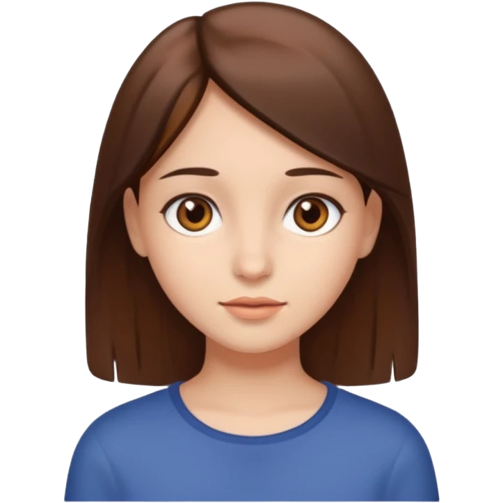 A girl with fair skin, brown eyes, and straight brown hair emoji