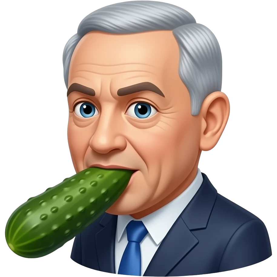 benjamin netanyahu sucking a brown cucumber emoji