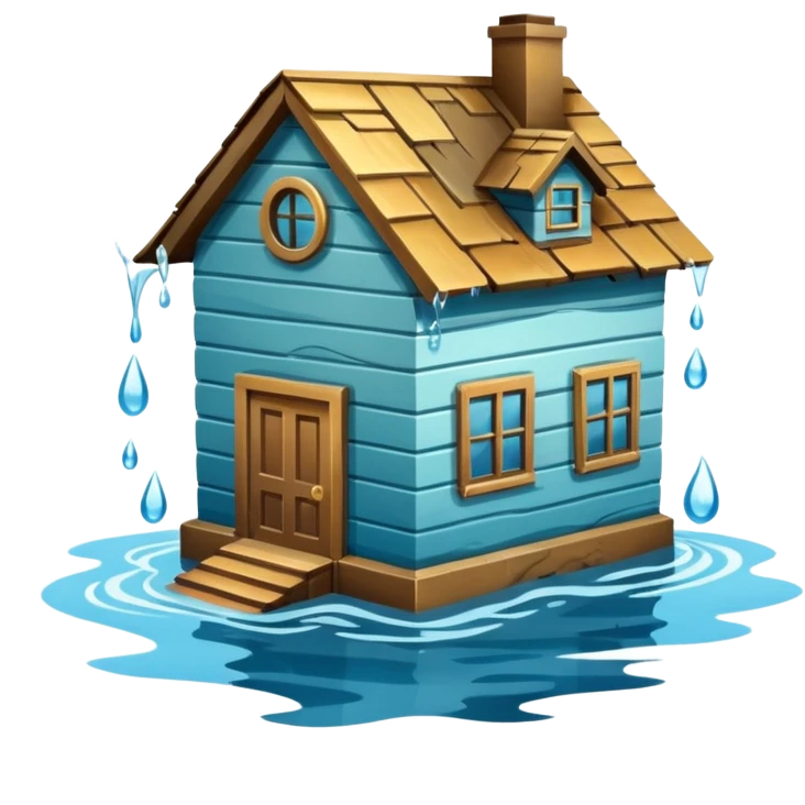 House with flooding around it emoji