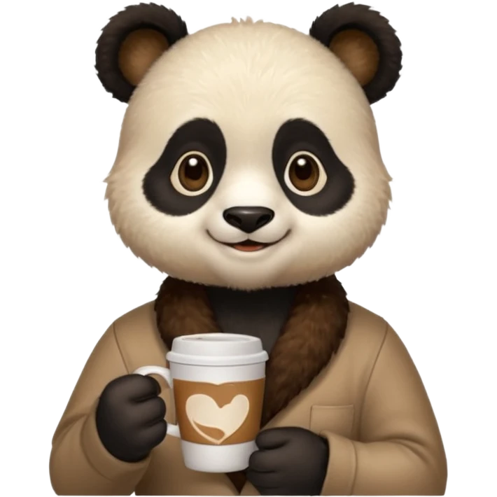 barista panda, holding coffee cup emoji