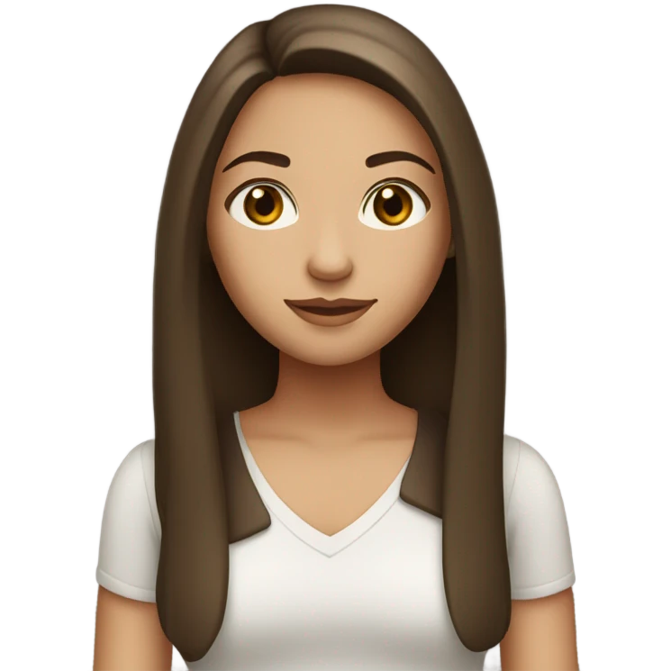 Brunette girl with light brown eyes and straight hair emoji