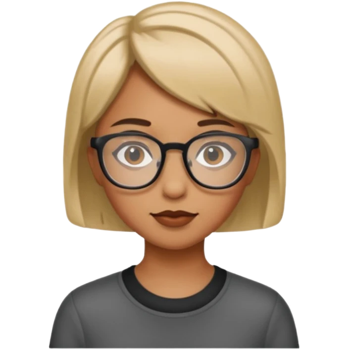 Medium girl short hair glasses emoji