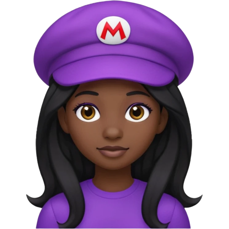 purple mario black girl with black long hair emoji