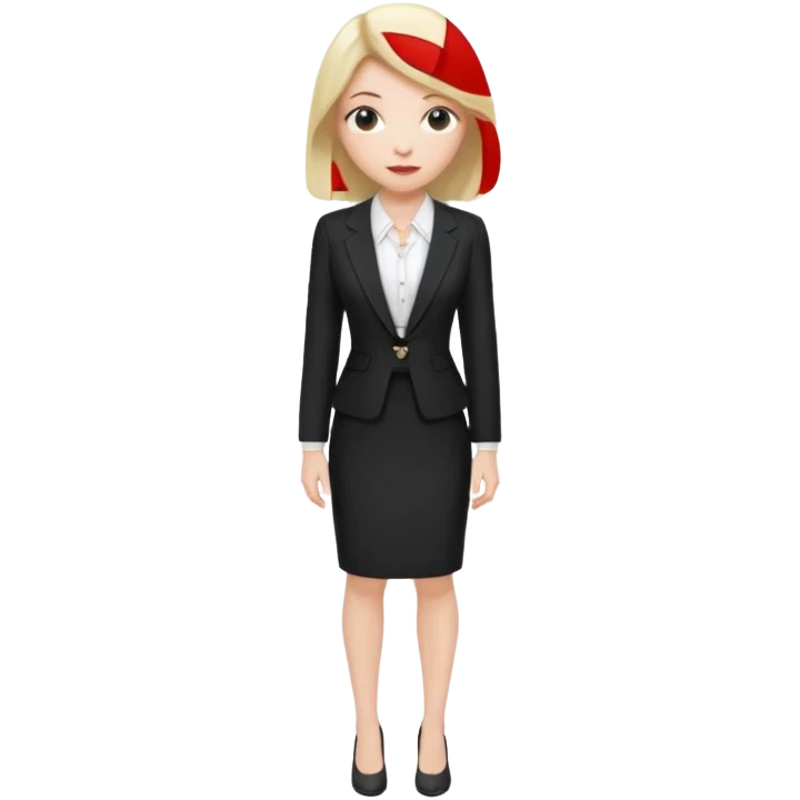 femme blanche et blonde habillée avec une robe professionnelle des avocats en France emoji