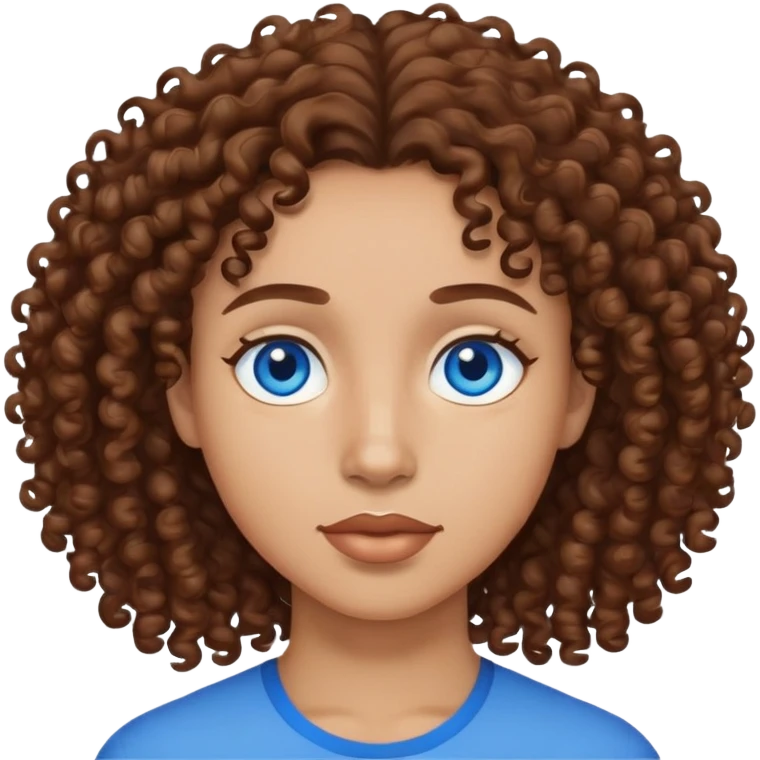 Lightskin, brown hair, curly hair, blue eyes,  emoji