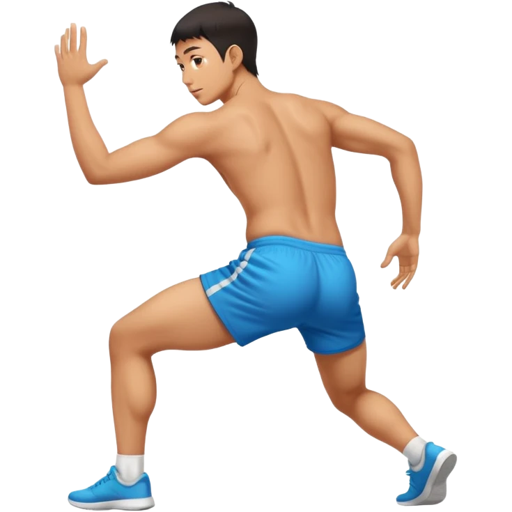 Chinese man twerking from behind angle in motion with motion blur to show he’s actively twerking his booty emoji