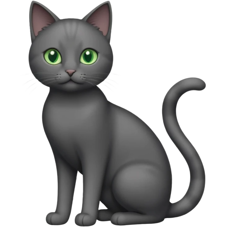 full body solid dark grey cat with green eyes and white paws emoji