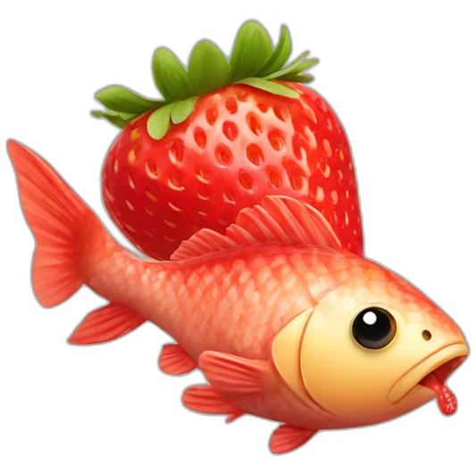 Fish eating strawberries  emoji