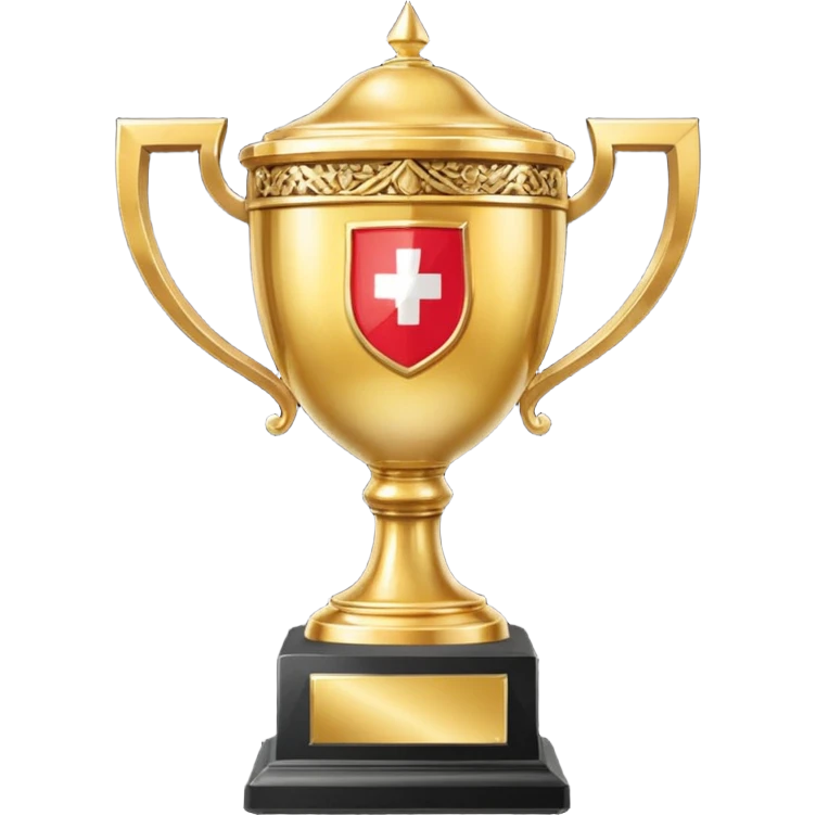 trophy emoji with a '5.7' label and subtle Swiss and French details, no text emoji