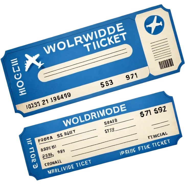  a flight ticket that says "worldwide ticket" emoji