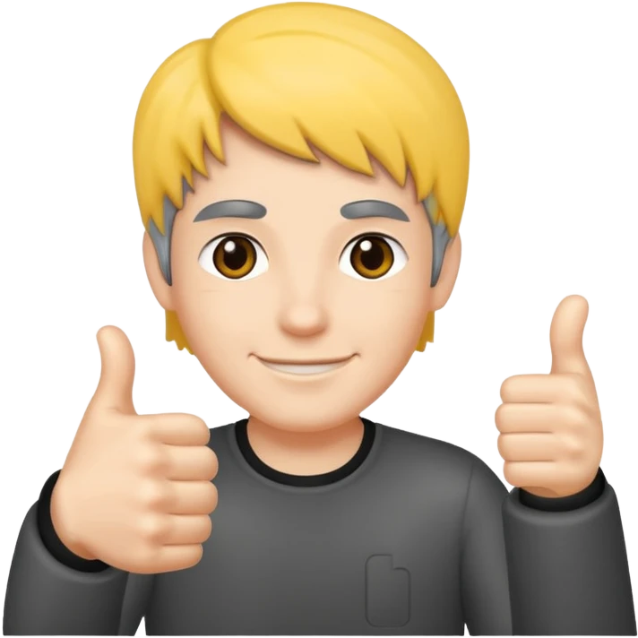 Thumbs up dark gray hair emoji