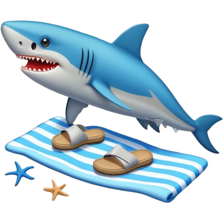 Tiburón con zapatos en la playa  emoji