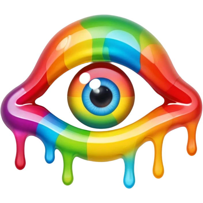 melted rainbow gummy eye emoji