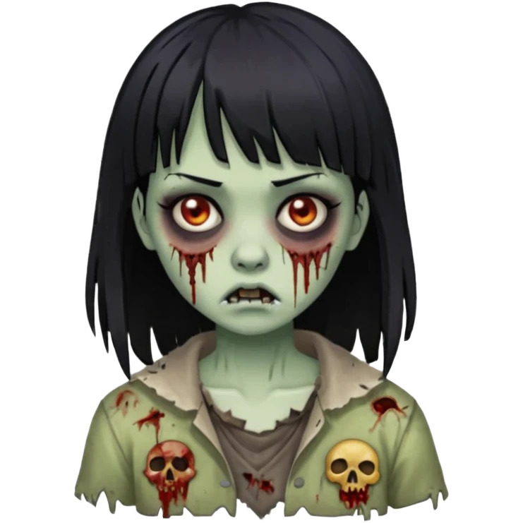 zombie girl with black hair and bangs emoji