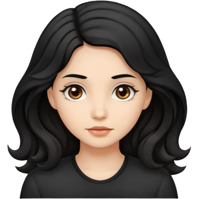 girl with brown eyes and loose waves in black hair emoji
