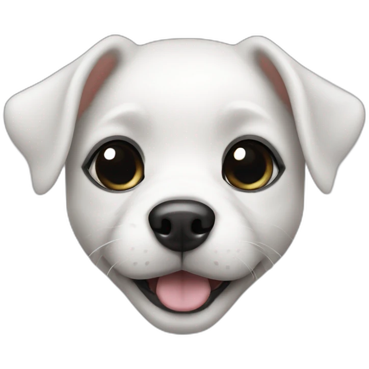 Small dog face white head with black spots on the eyes emoji