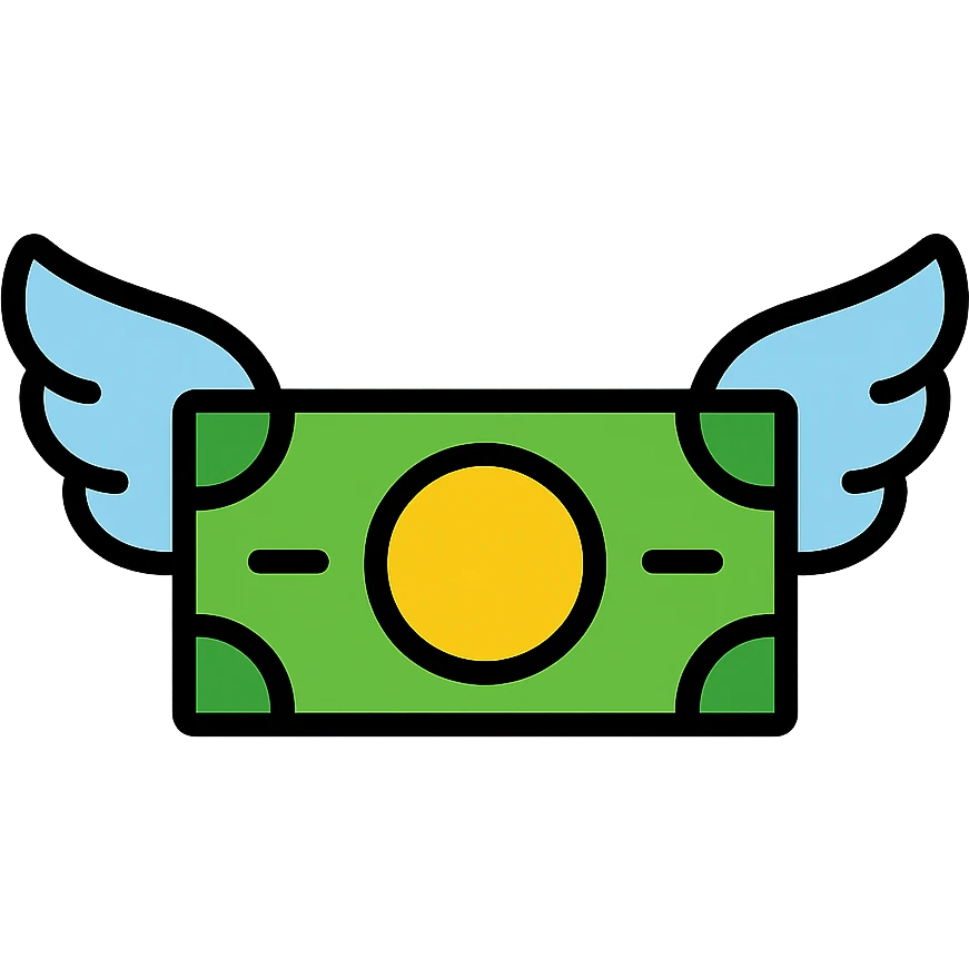 money with wings, donation emoji emoji