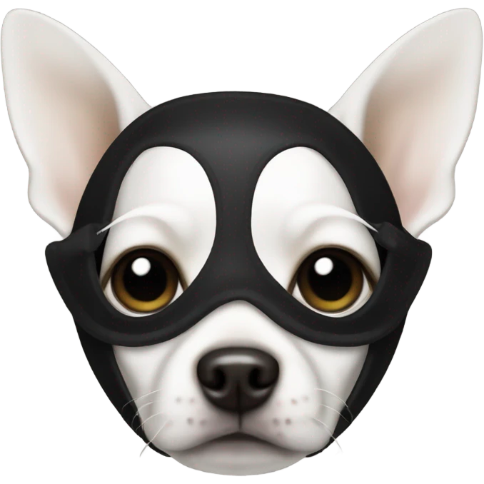 white chihuahua dog with a black mask  emoji