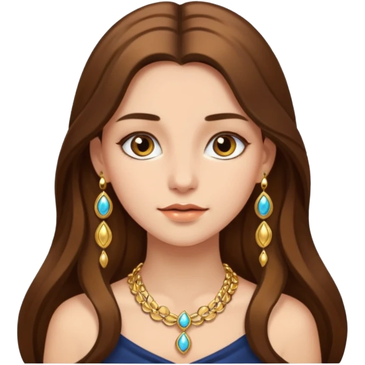 A girl with long brown hair and gold jewelry  emoji