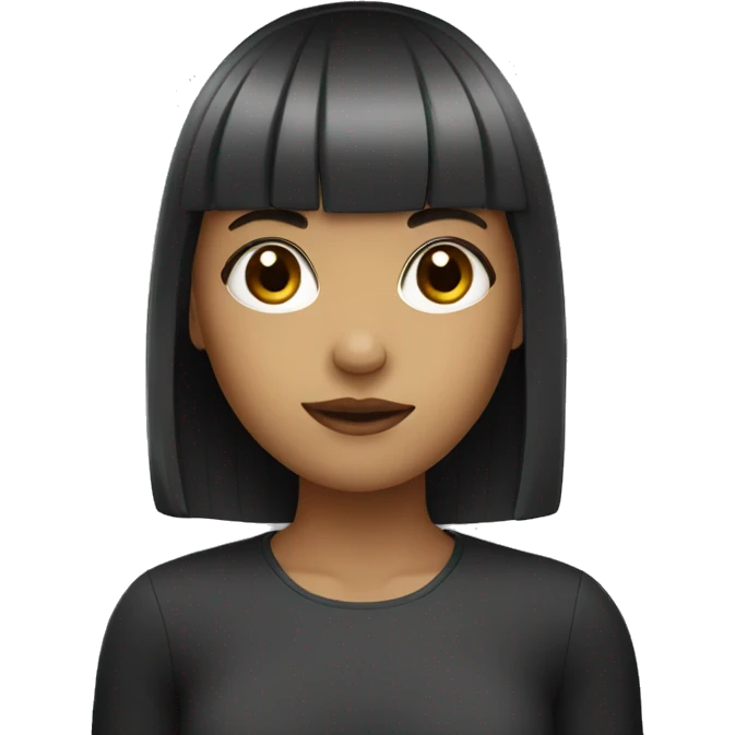 monochrome girl with bangs emoji