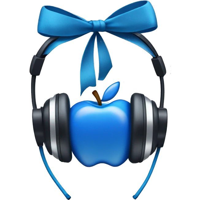 make blue apple air max head phone with blue bows emoji