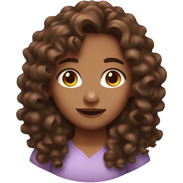 girl with medium skin and brown long curly hair emoji