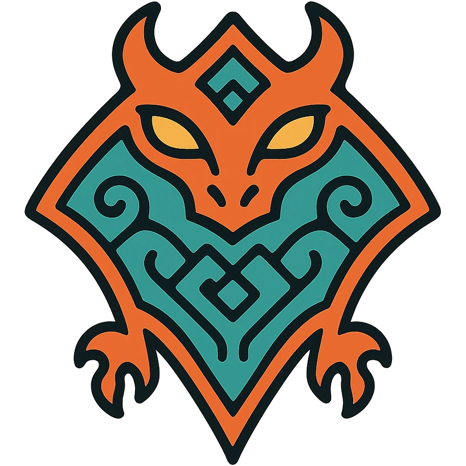 Argonian symbol from The Elder Scrolls Online, stylized, intricate, tribal, reptilian motifs, ancient fantasy game icon emoji