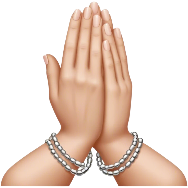 skin tone praying hands with silver beads emoji