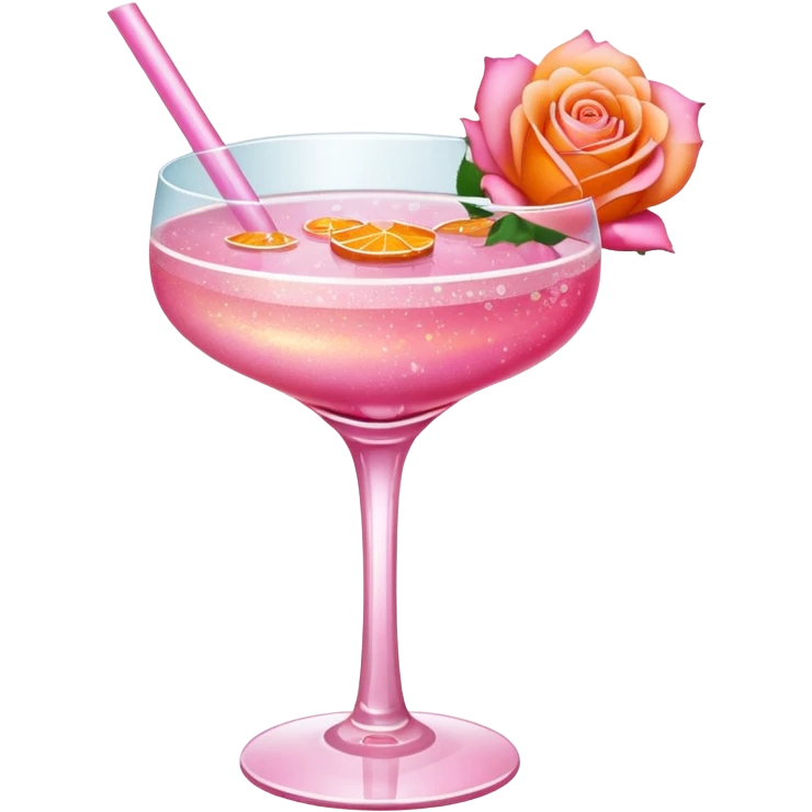 Glittery rose mocktail with orange light pink roses emoji
