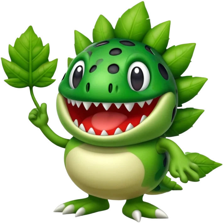 Petey Piranha, the Mario character, waving a leaf emoji