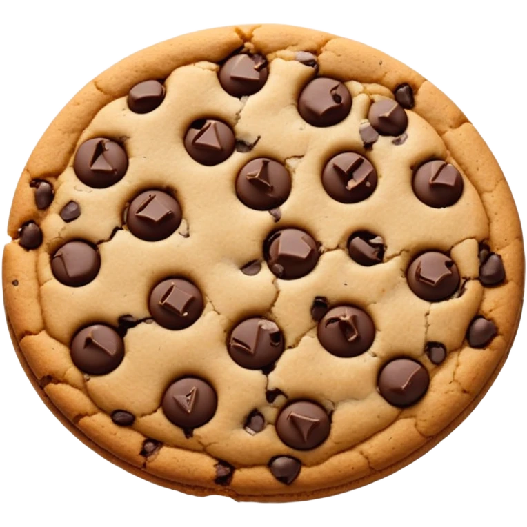 Single chocolate chip cookie, isolated, clean white background, minimalist emoji