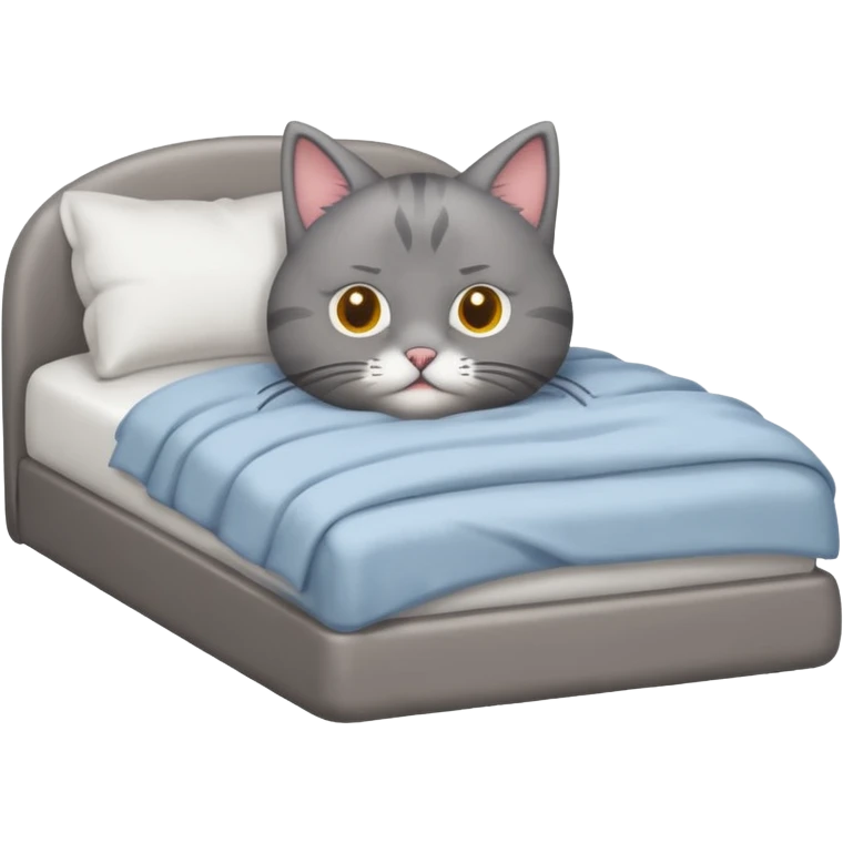 Gray cat pooping in bed  emoji