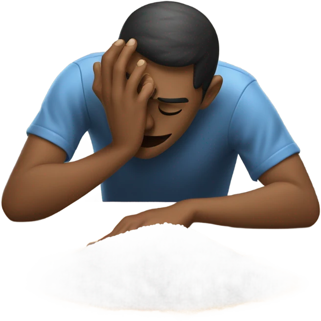 person smelling spilled salt on a table emoji