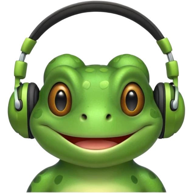 frog png with headphones smiling teeth showing emoji