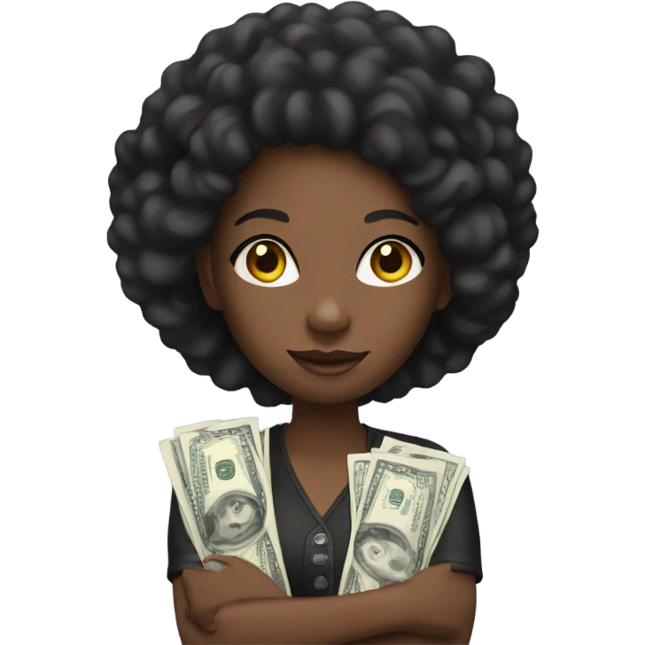 Black girl with money emoji
