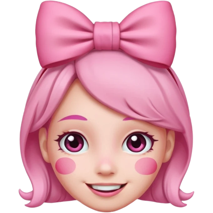 Blushing emoji with bow on head emoji