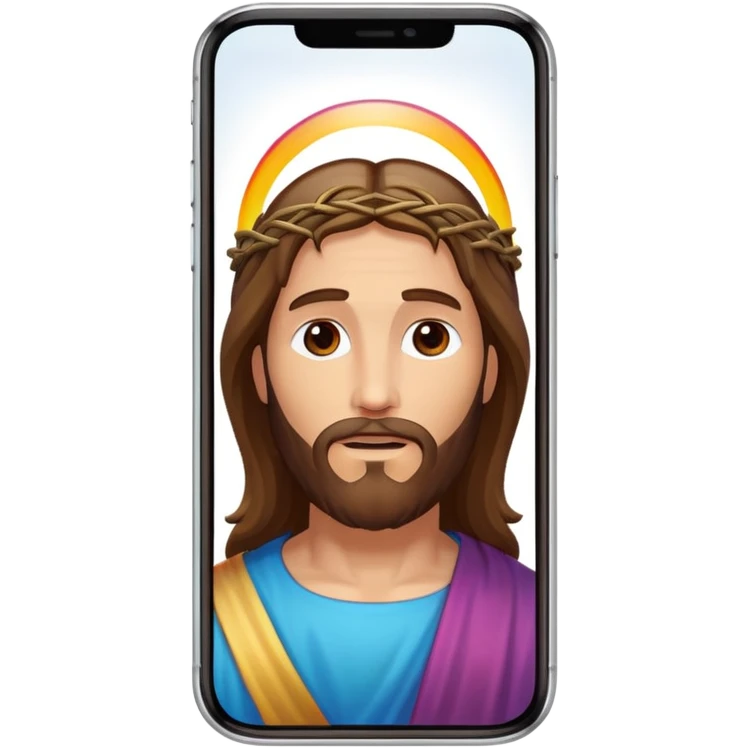 iPhone screen with a classic depiction of Jesus emoji