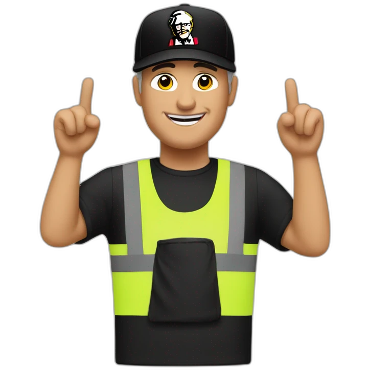 the KFC manager in the black cap is European emoji