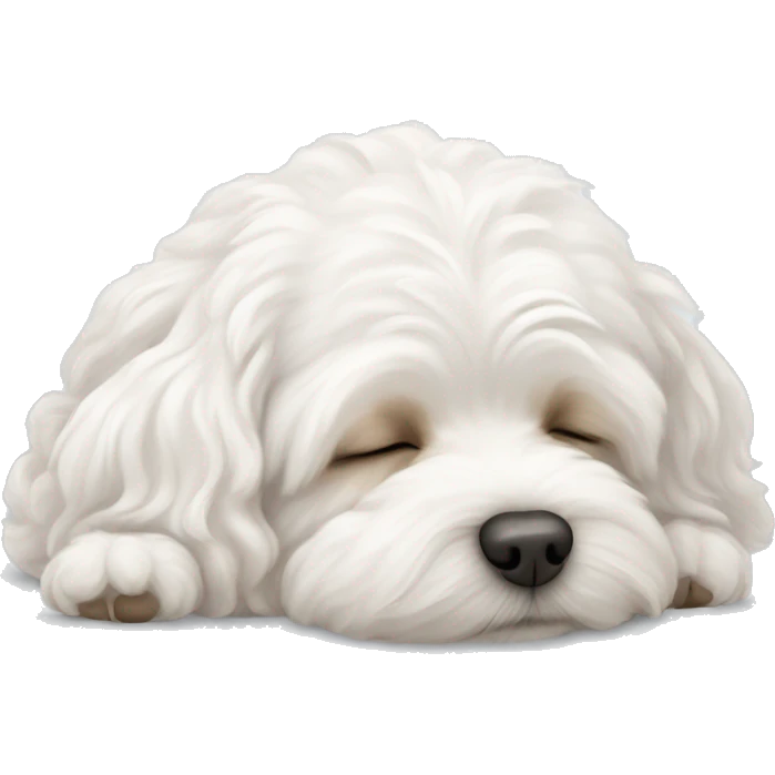 White maltipoo sleeping emoji
