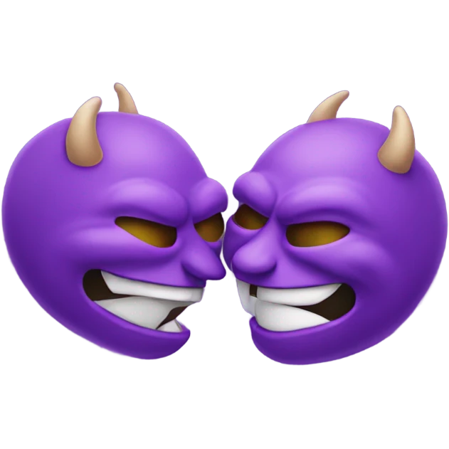 Two purple devils kissing emoji