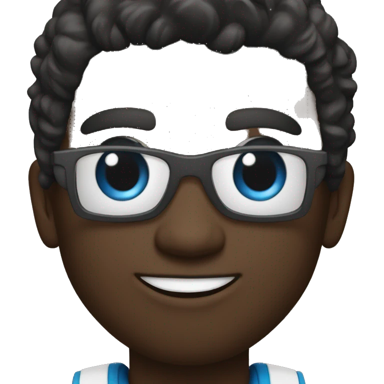 um jovem com um rosto mais gordo, pele clara e óculos emoji